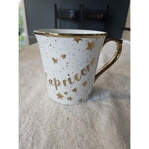 Capricorn Gold & White Stars Zodiac‎ Sign Coffee Mug